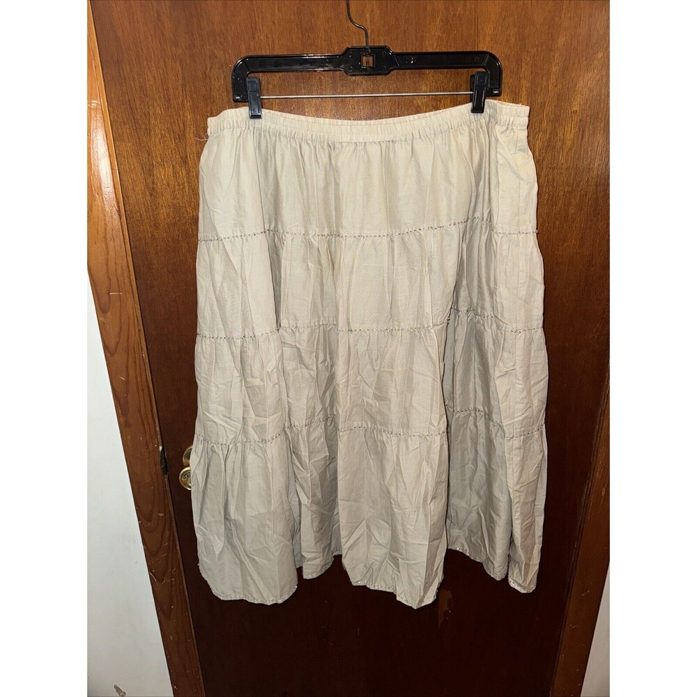 Talbots Womens Beige Sparky Pleated Lagenlook Midi Skirt Size 20W